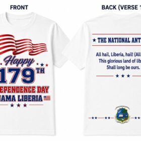 Liberia National Anthem Full Lyrics T-Shirt – Patriotic White Graphic Tee with Complete Anthem Print